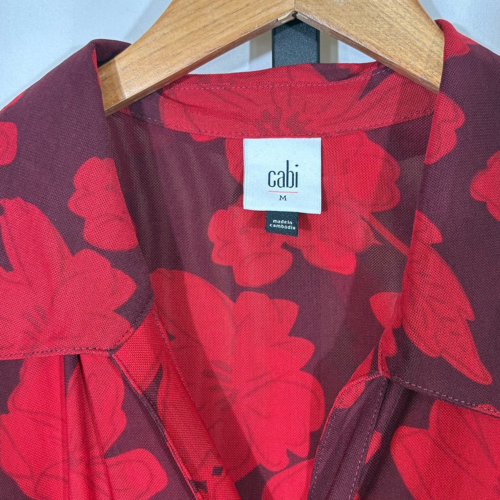 CABI Floral Shirtdress In Red Size M Style # 4392 - Picture 4 of 9